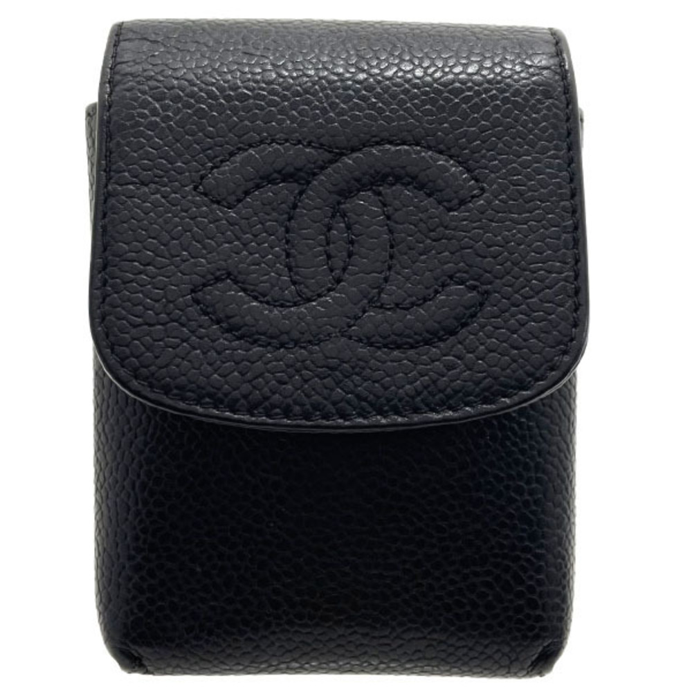 chanel cigarette case with Coco Mark A13511, Black Caviar Leather, Women's CHANEL Cigarette Case Beige Coco